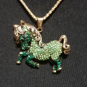 NWT Green crystal horse necklace by Betsey Johnson